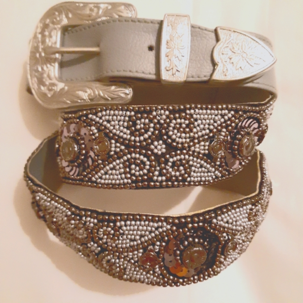 Free People Western Silver Bead Belt